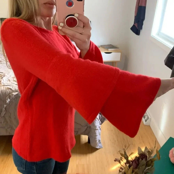 Sail to Sable Cashmere Wool Blend Bell Sleeve Sweater - Picture 2 of 10